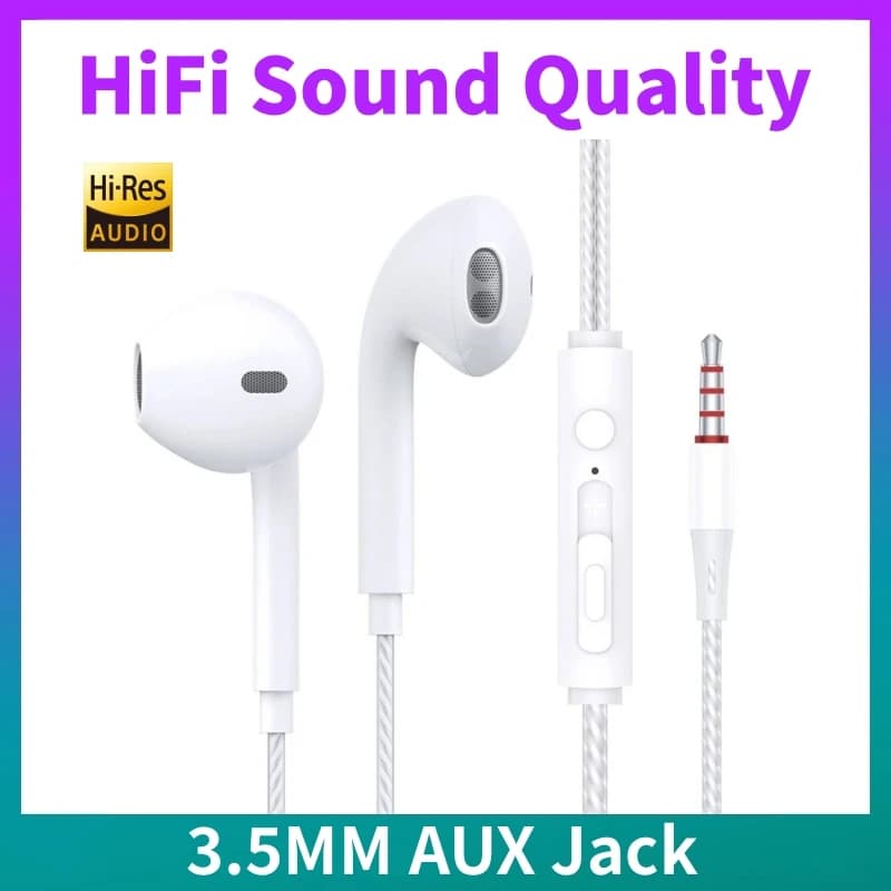 In-ear Wired Headphone HiFi Sound Quality Built In HD Mic Universal 3.5mm AUX Plug Original Earphone For Samsung Xiaomi Headset