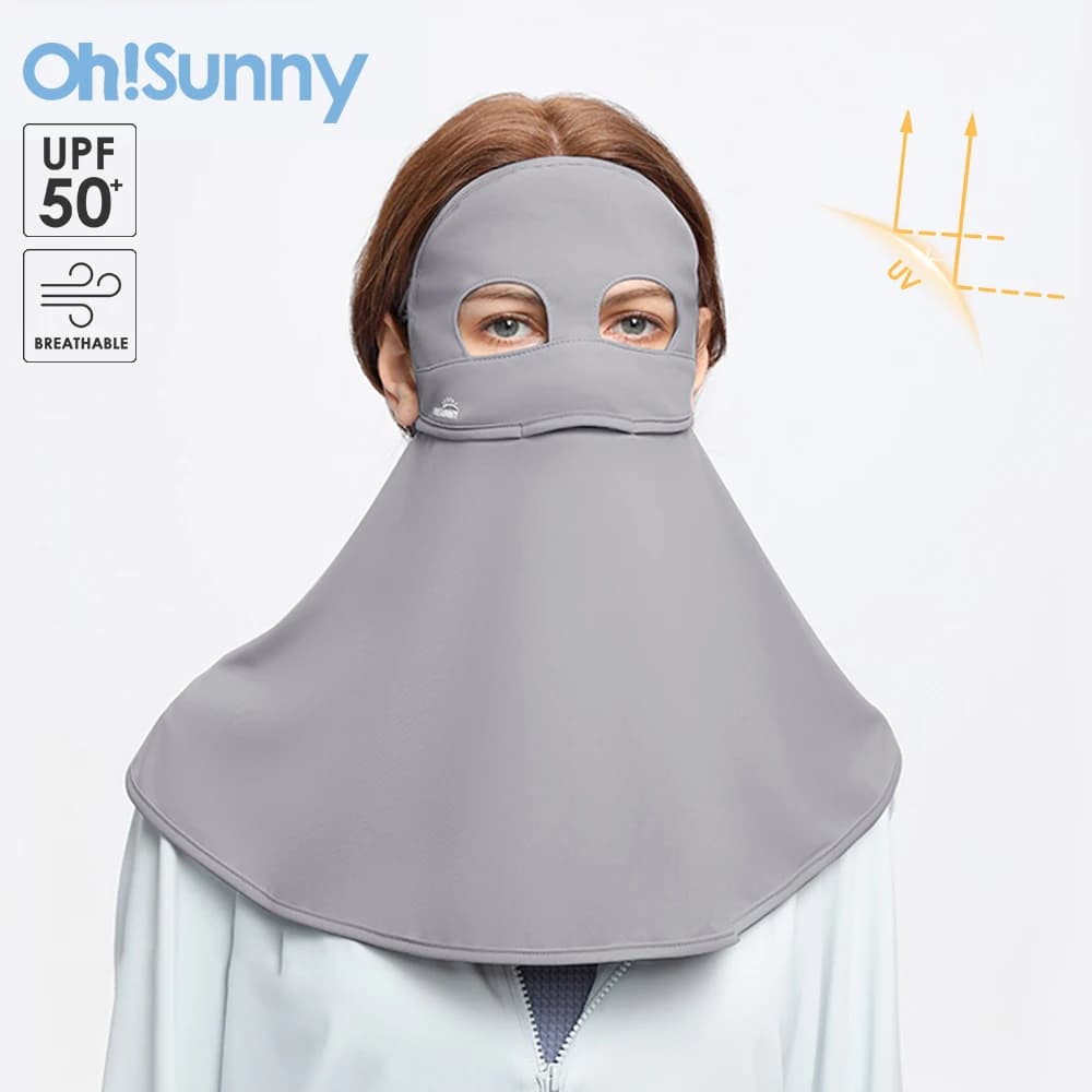 OhSunny sun protective scarf for woman anti-uv UPF2000 + face neck shoulder cover integrated face cover 2024 summer breathable mask