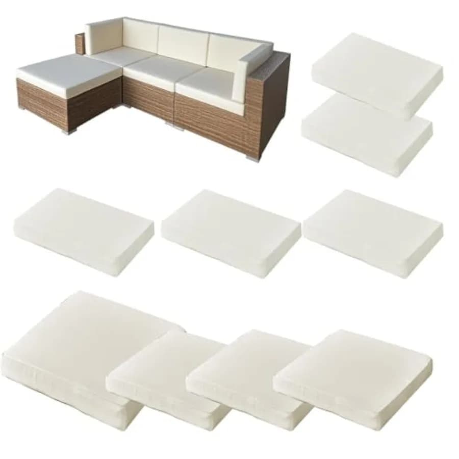 Set di 9 Copricuscini per Mobili da Esterno, Impermeabili, con Cerniera e Antiscivolo, per Divani da Patio