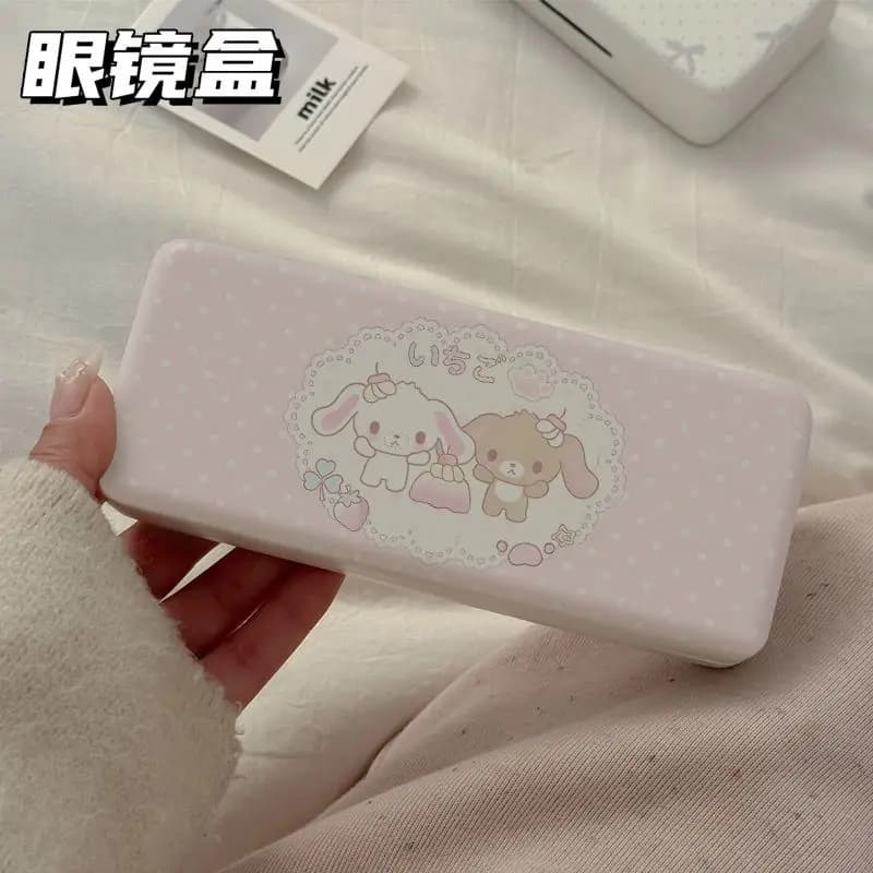 Sugarbunnies Bunny Field Eye Box Portable PU Leather Goggle Case, sunglasses case, ring, necklace, girl gift