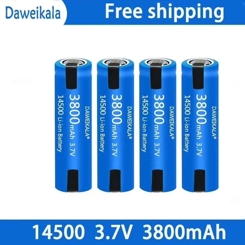 Battery 14500 3.7 V AA 3800 mAh lithium ion battery, with welding, for electric toothbrush, razor, rechargeable barber battery