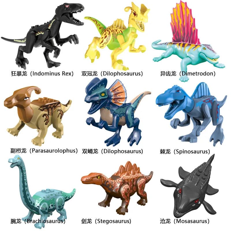 Jurassic Dino World Grandi Dinosauri Figure Mattoni Building Blocks Velociraptor T-Rex Triceratops Indominus Rex Giocattoli Per I Bambini