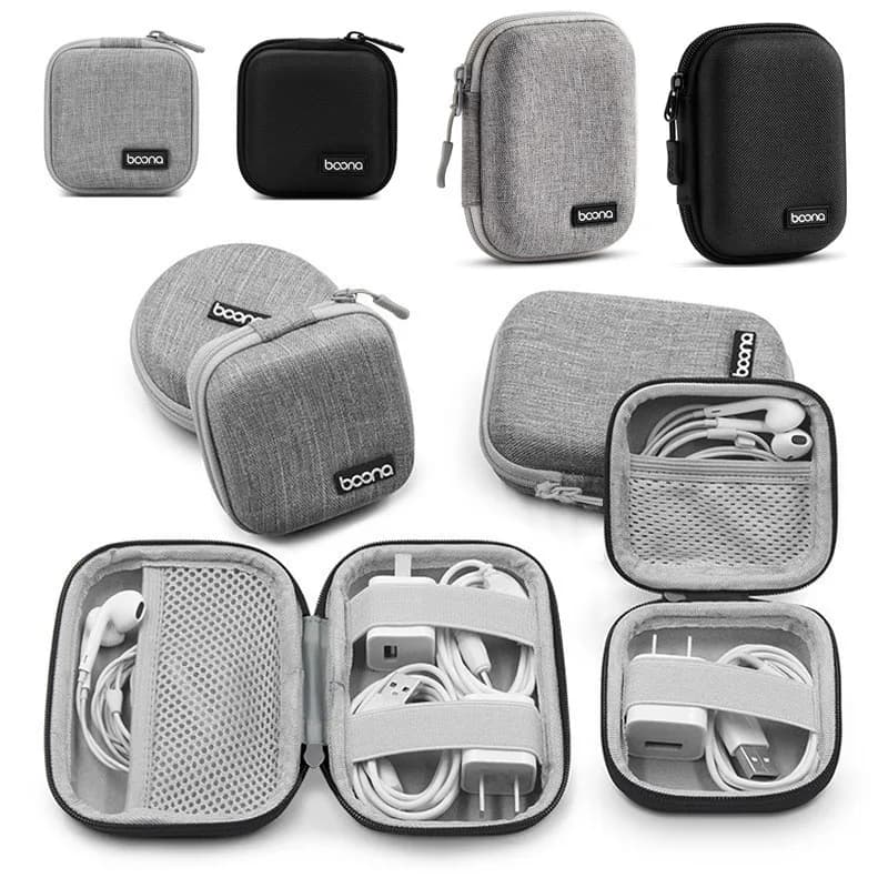 Mini custodia rigida portatile per gadget digitali, custodia per caricabatterie per auricolari in pelle artificiale, cavo dati, organizer per dischi U
