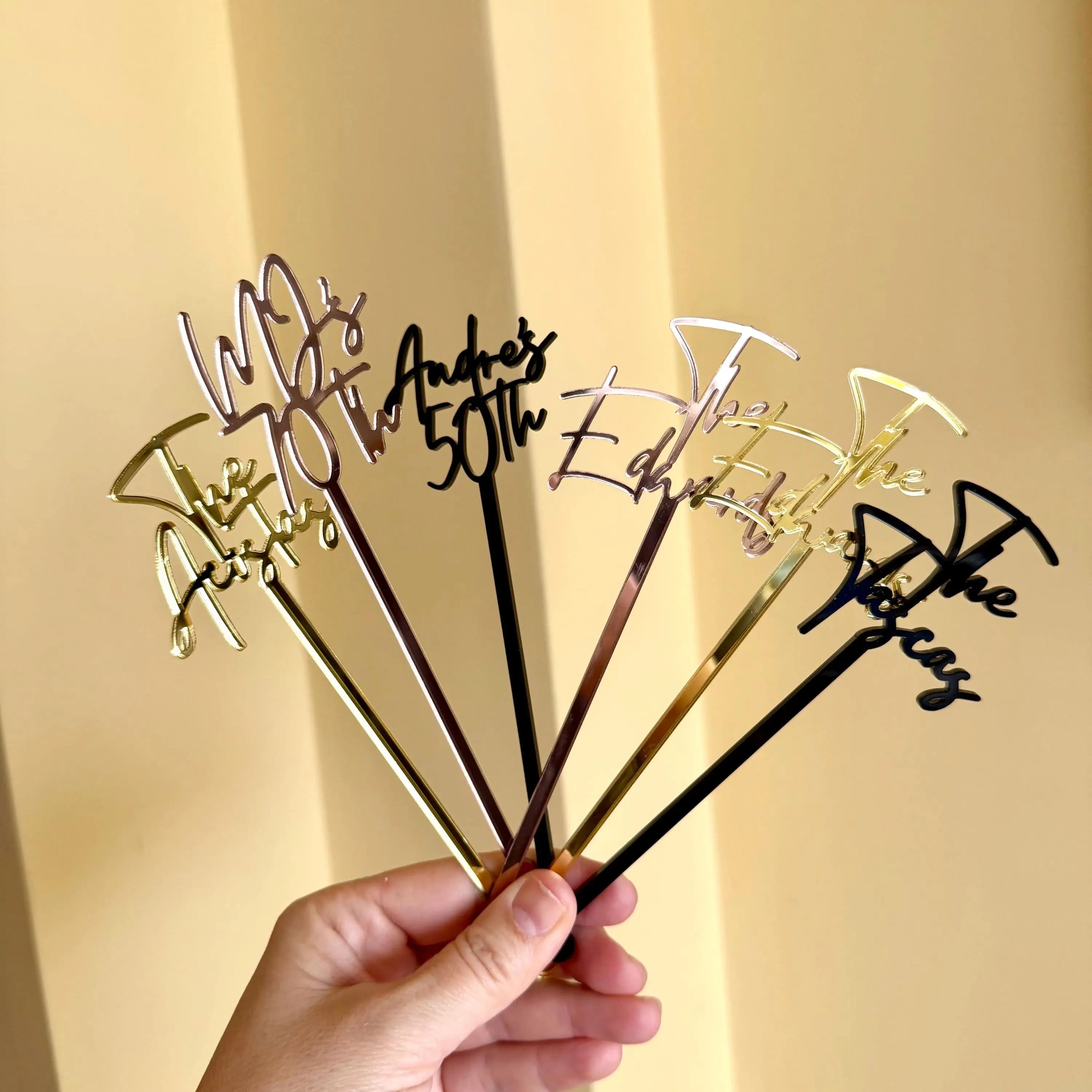 Personalized Wedding Name Drink Stirrers Custom Acrylic Cocktail Swizzle Sticks Beverage Accents Wedding Table Decor Stir Sticks