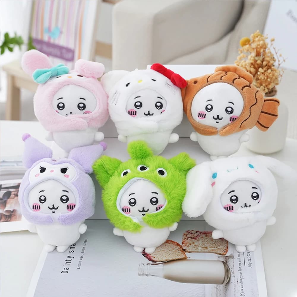 Carino Cross-dressing Chiikawa Peluche Bambola hachiware Taiyaki Copricapo Auto-deprecatore Orso Portachiavi Borsa Ciondolo Ragazza Regalo
