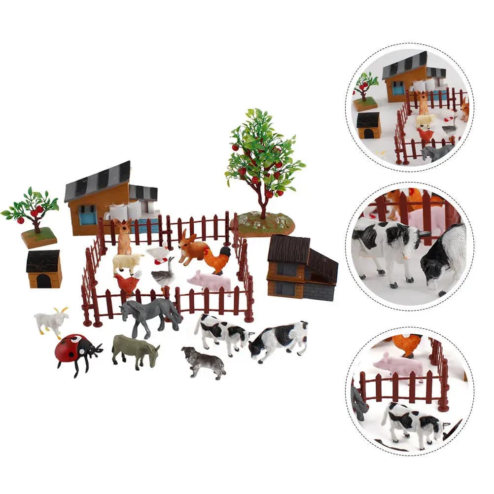 1Set Mini Farm Animal Set Realistic Mini Farmhouse Scene Accessories Compact Portable for Kids Educational Decoration