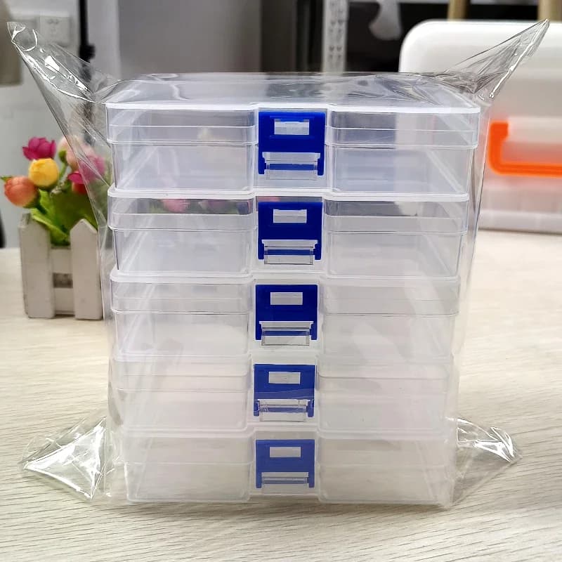 5 scatole portaoggetti in plastica trasparente possono ospitare piccoli oggetti, piccoli giocattoli, decorazioni, piccole carte, stoccaggio smontato, non disordinato