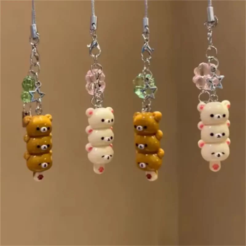 Kawaii Cartoon Bear Ragazza carina Zaino Portachiavi con ciondolo Vendite calde Anime Portachiavi per telefono iPhone 17Promax Airpods Ins Corea Nuovo Y2K