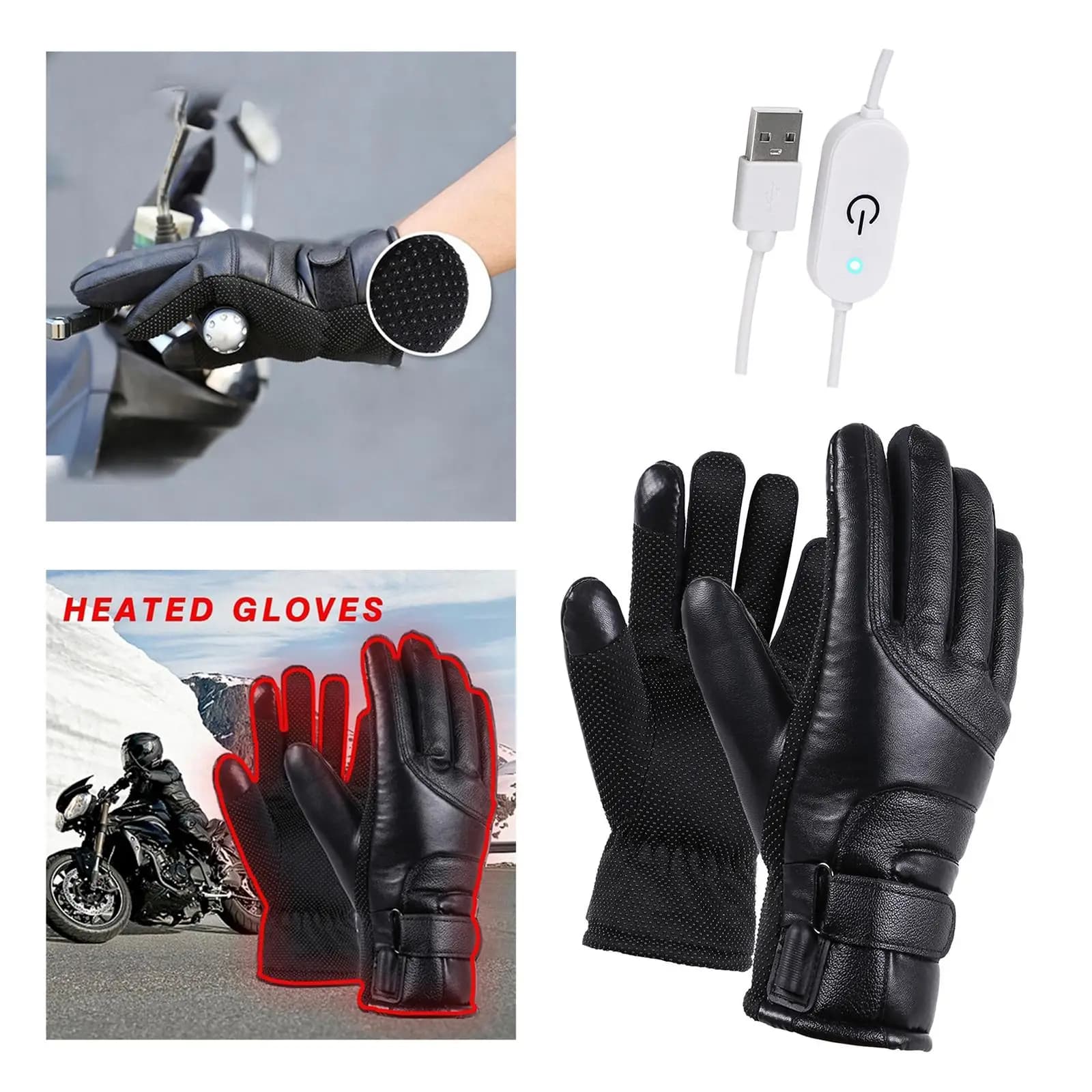 2x Reheated Winter Electric Gloves Windproof for Cycling with Touch Screen