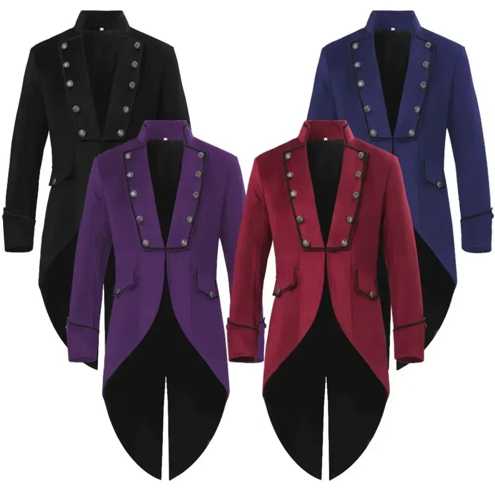 Gothic Victorian Frock Coat Men Steampunk Vintage Gold Tuxedo Tailcoat Halloween Outfit