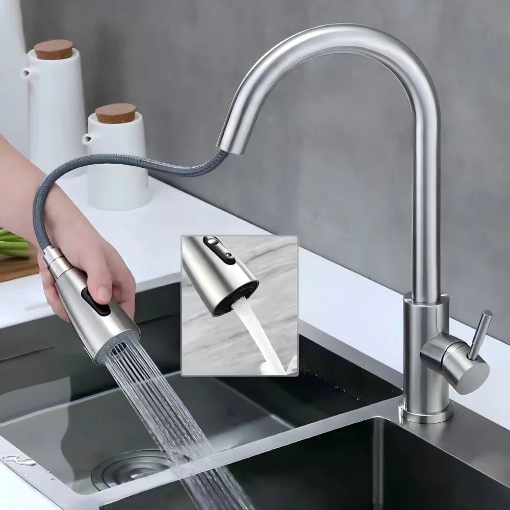 304 stainless steel Kitchen Faucet Single Hole Pull Out Spout Kitchen Sink Mixer Tap Stream Sprayer Head 360° Rotation Faucet