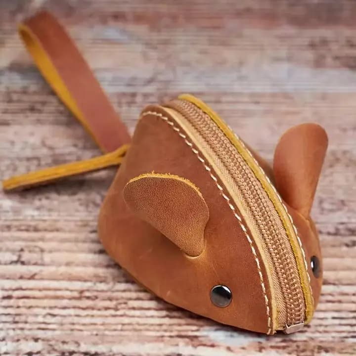 ZRCX Portamonete piccolo in vera pelle Creativo bella ratto Portachiavi con cerniera Uomo Donna Portafogli chiave portatili Borse chiave per bambini
