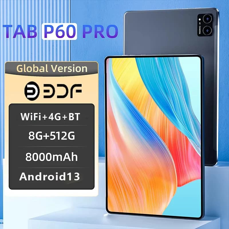 Original BDF Global Version Tablet Android 13, 10.1 Inch 8GB RAM 512GB ROM Tablets PC 3G 4G LTE Dual SIM Card With 2.4G/5G WiFi