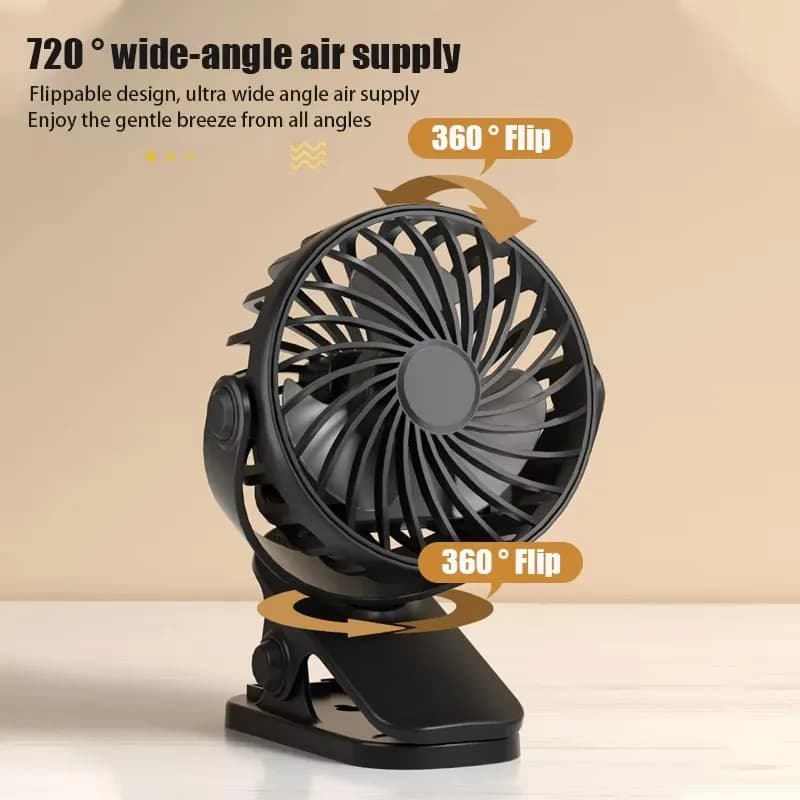 720°Rotatable Clip Fan Mini Cooler Portable Fan Built In Night Lamp USB Rechargeable Personal Fan For Outdoor Camping Ventilador