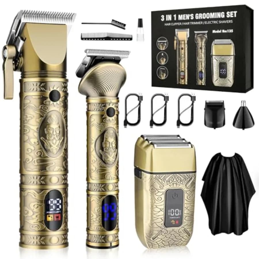 Tagliacapelli professionale Tagliacapelli per uomo Tagliacapelli e trimmer elettrici Set Rasoi per uomo Barbiere Clippers Capelli
