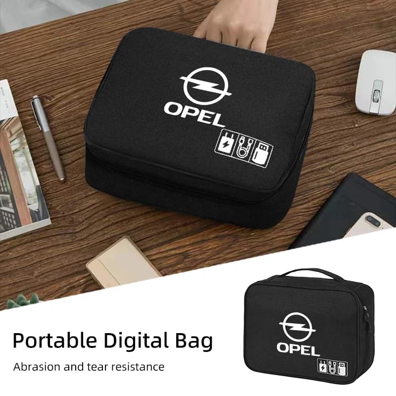 Cavo dati per auto Borsa portaoggetti Borsa organizer da viaggio impermeabile USB DataLine per Opel Corsa Astra Insignia Vectra Zafira Meriva Mokka