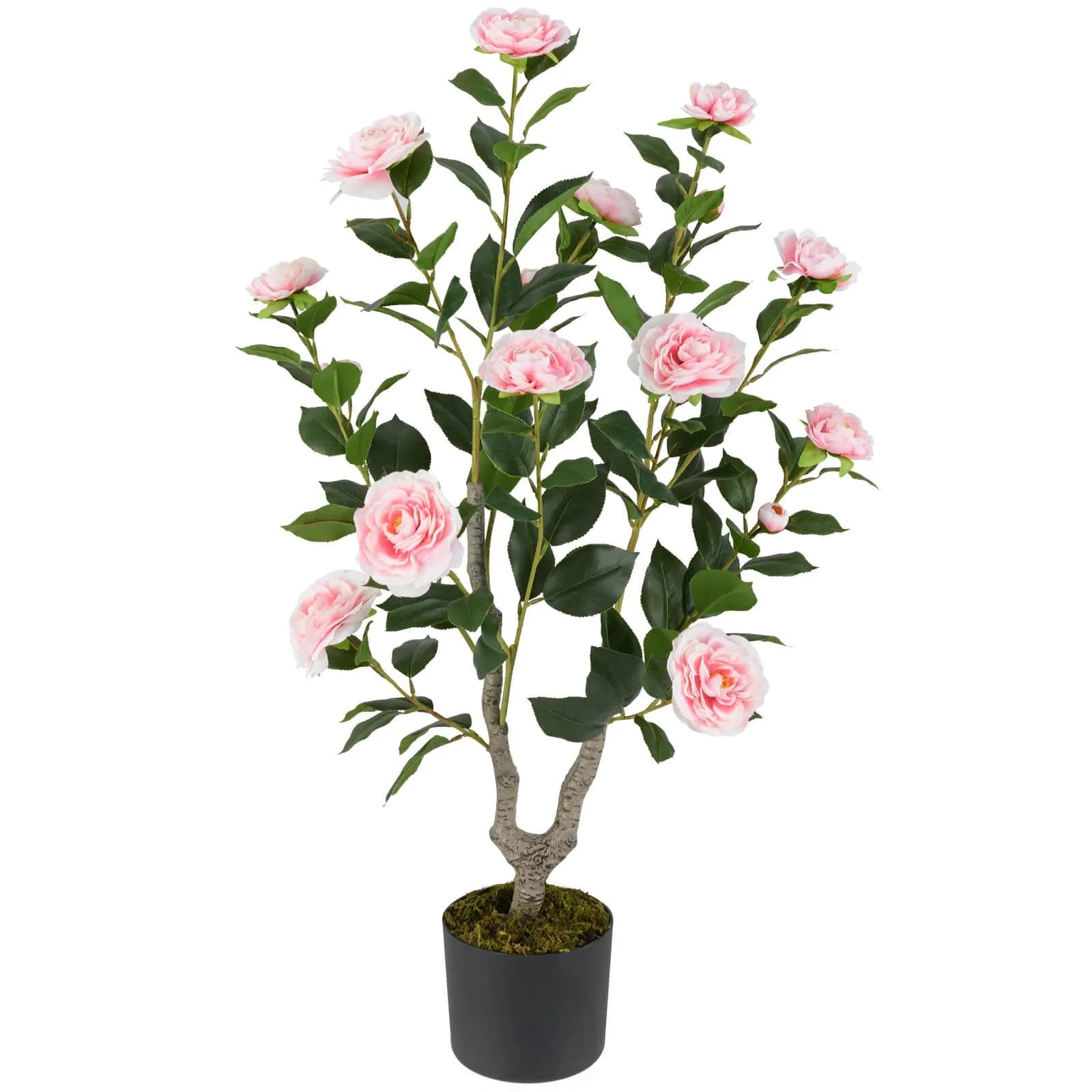 Albero di Camelia Artificiale da 36 Pollici, Pianta Finta in Vaso, Decorazione Floreale Moderna