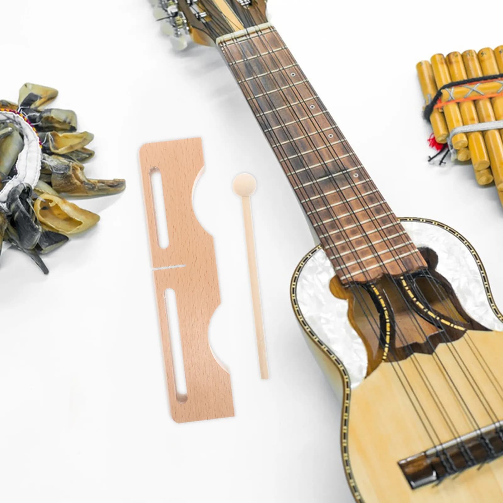 Blocco Percussivo in Legno di Faggio, Doppio Tono Basso, Strumento Musicale Tradizionale Portatile, Blocco Ritmico Professionale Giallo Chiaro