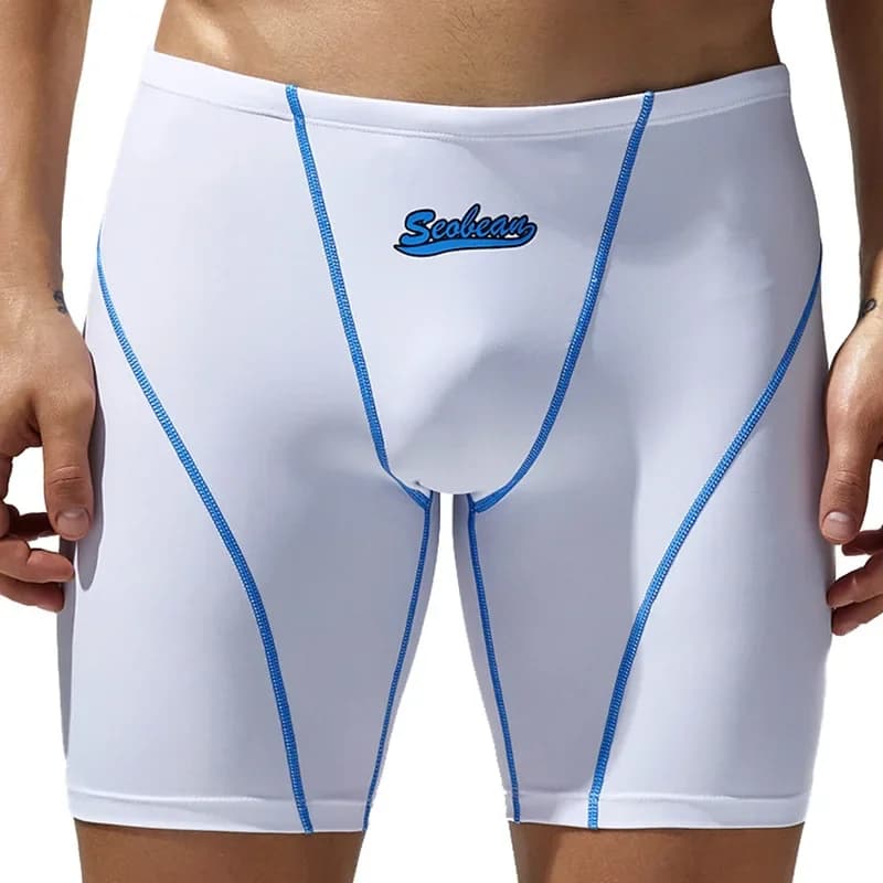 Swimming Trunks for Men Seaside Beach Long Legging Board Shorts Elastic Swimsuits Hot Spring Pool Bathing Suits Fashion Swimwear