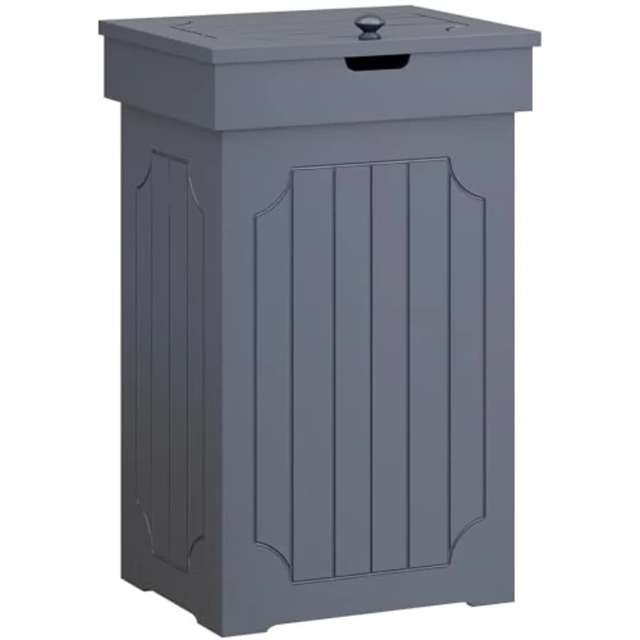 Cestino per Rifiuti da Cucina da 13 Galloni, Contenitore per Rifiuti in Legno, Bidone per Riciclo Autoportante, Cestino Anti-Cane, Contenitore per Rifiuti Stile Rustico