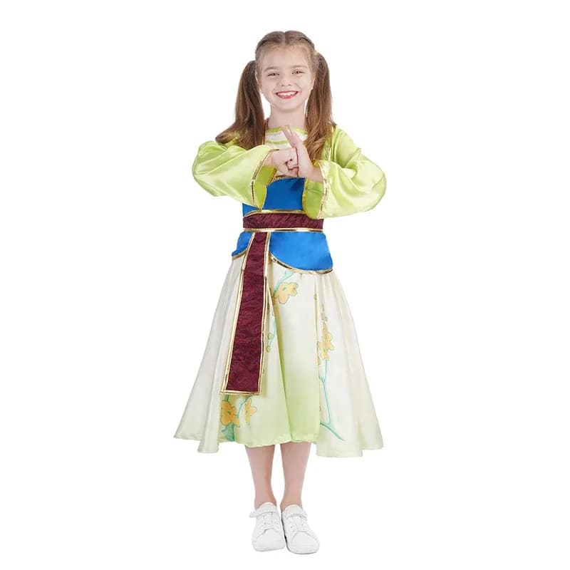 Anime Cosplay Ragazze Costume di Halloween Bambino Hua Mulan Costume Natale Ragazze Mulan Abito Bambini Tradizionale Coagulo Cinese 72th