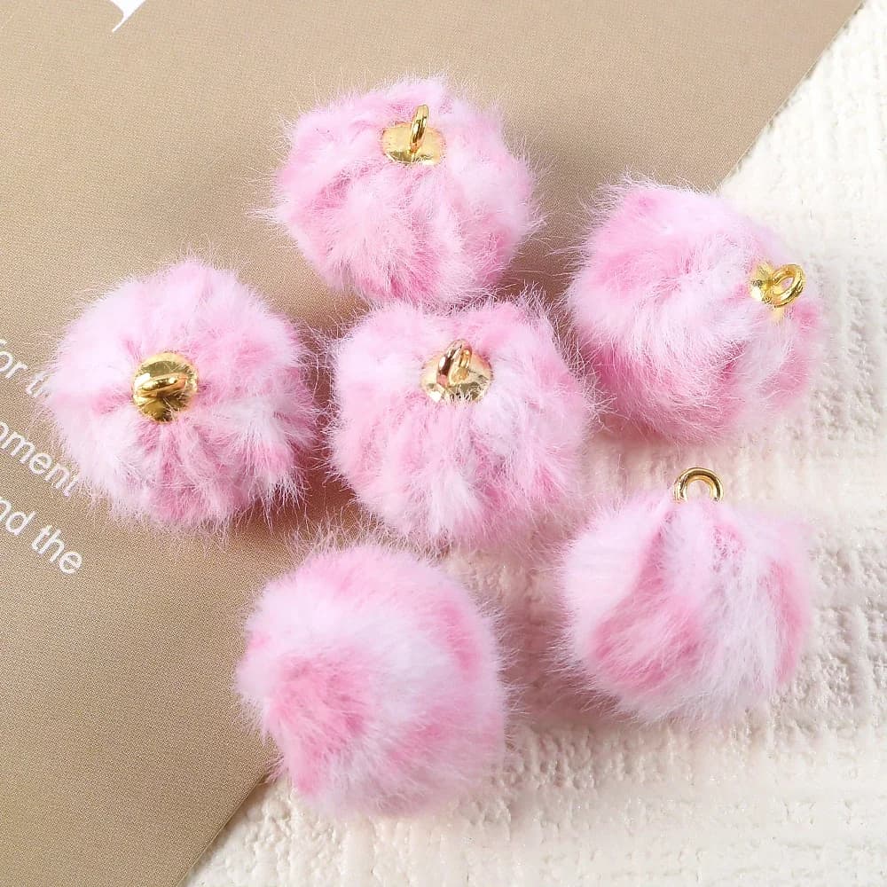 1 pz perline di palla ricoperte di pelliccia di peluche perline colorate soffici con stampa leopardata per la creazione di gioielli orecchini bracciali collana fai da te