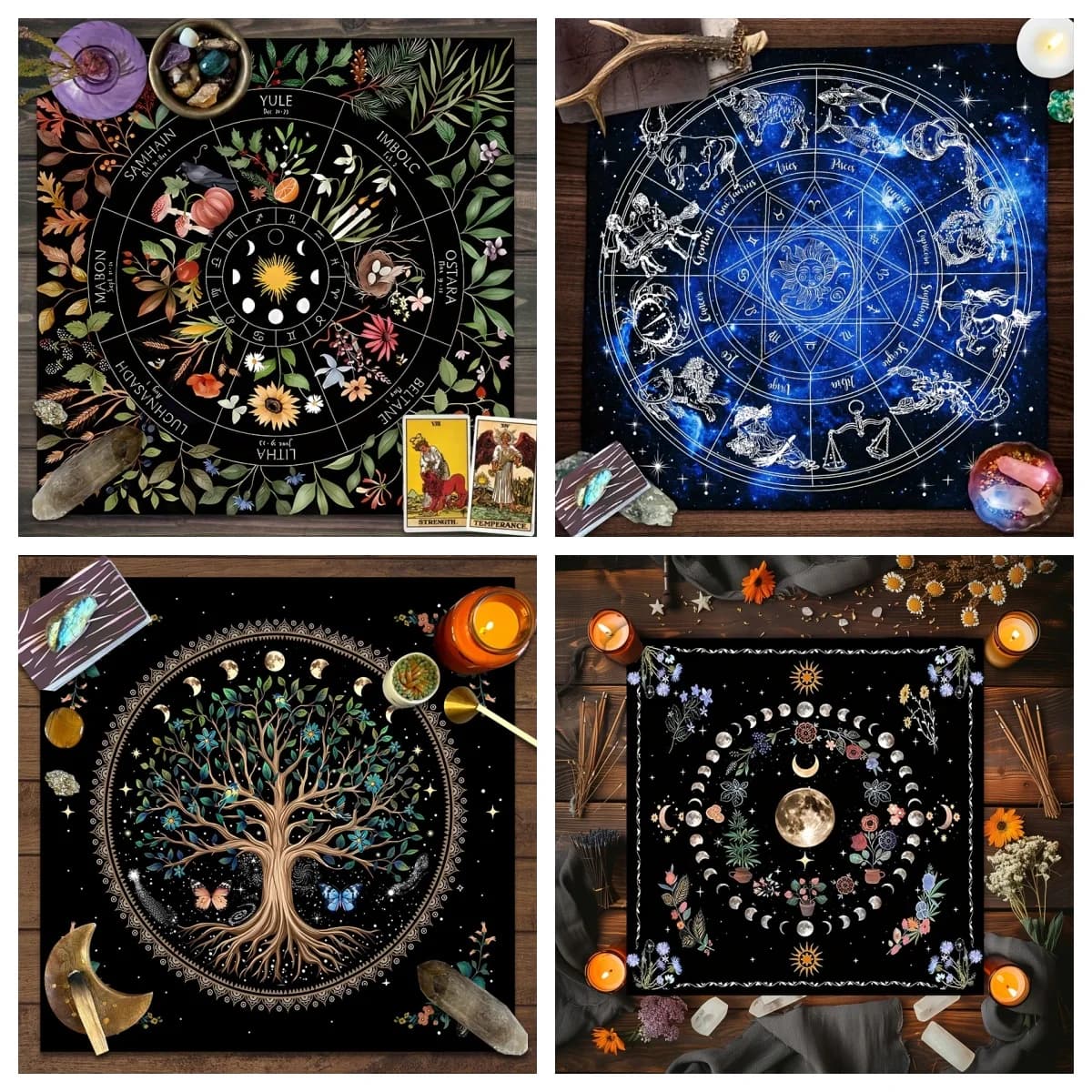 Tovaglia Quadrata per Carte dei Tarocchi, 100% Poliestere, Tessuta a Macchina per Decorazione di Altari, Giochi da Tavolo e Stregoneria