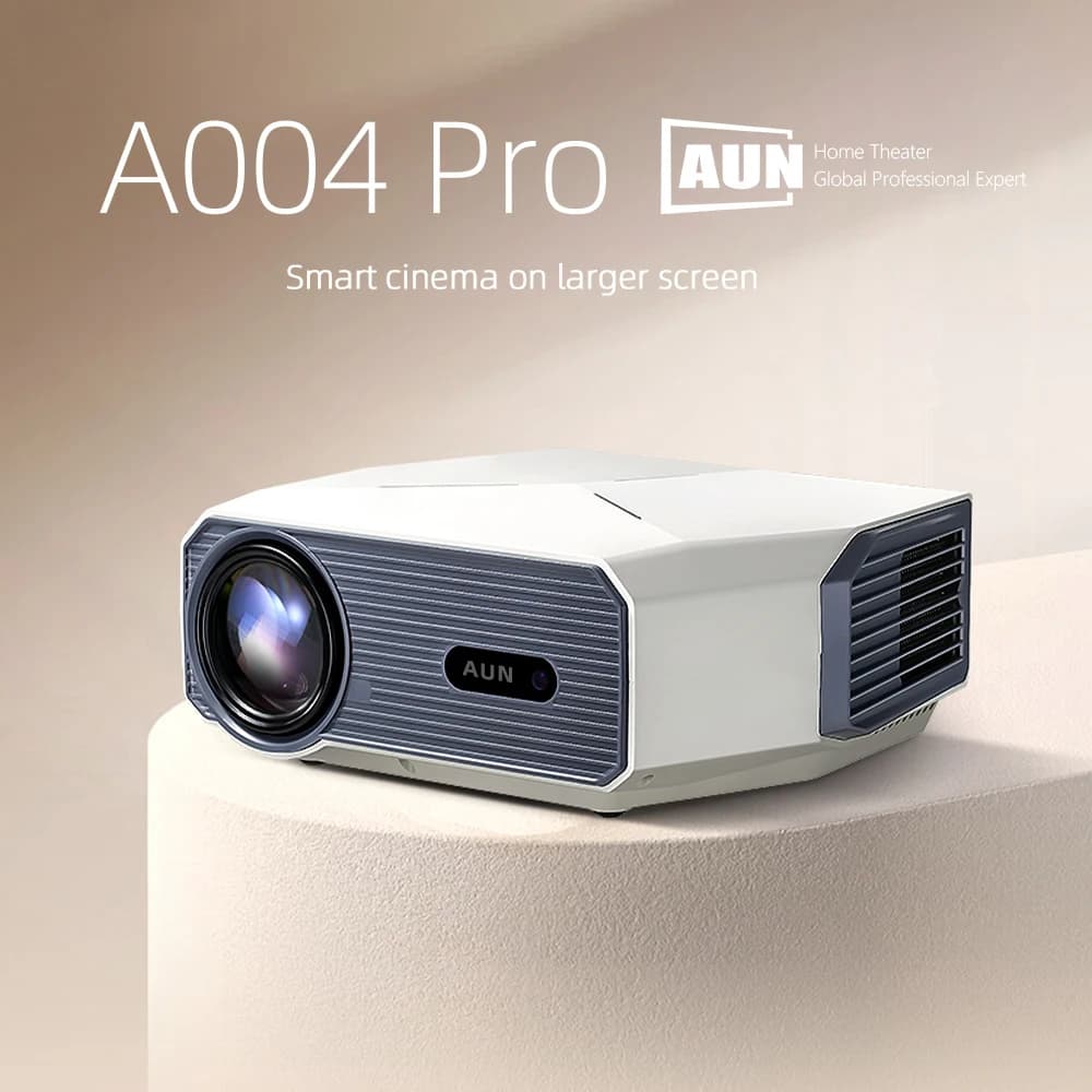 Mini Proiettore Android 4K con Decodifica Video AUN A004 Pro LED Full HD 1080P, Videoproiettore Portatile per Home Theater, Cinema 3D, Smart TV
