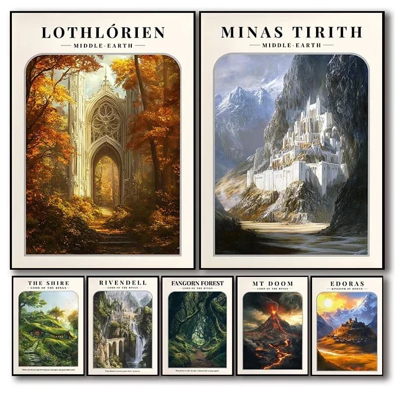 Classico Signore degli Anelli Poster di film Fantascienza Reale degli elfi Hobbit Stampe Su tela Pittura Immagine della parete Home Room De