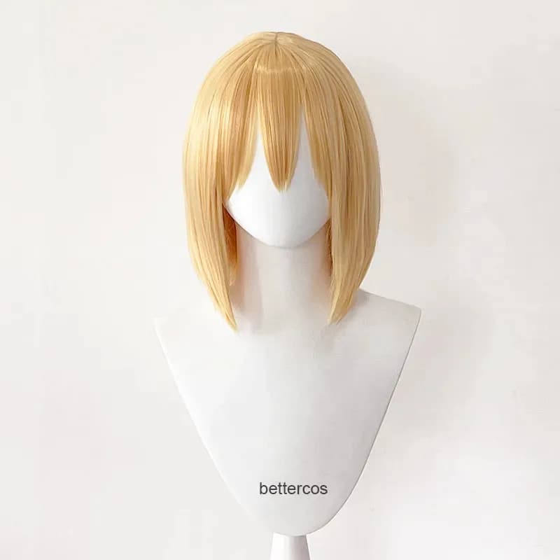 sisi 2233Howl Bionda corta con orecchini Howl Collana Capelli resistenti al calore Cosplay + Cappellino per parrucca
