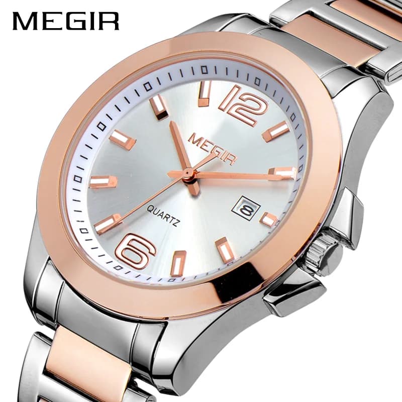 MEGIR Orologi alla Moda per Uomo, Marca di Lusso, Orologio Luminoso in Acciaio, Quarzo, Business, con Calendario, Reloj Hombre 5006G