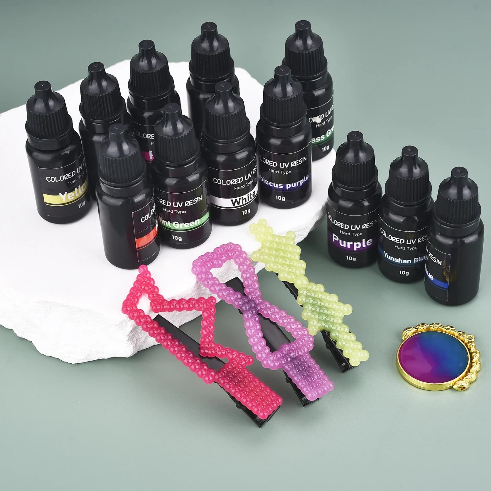 17 colori colla in resina UV 10ml colla epossidica dura polimerizzazione ultravioletta colla UV fai da te resina colorata creazione di gioielli colla ad asciugatura rapida trasparente