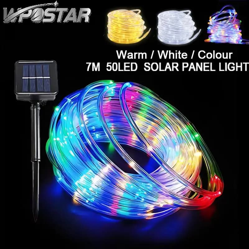 Corda solare per esterni Luce impermeabile Decorazione natalizia da giardino 32m/22m/12m/7m Ghirlanda di Natale Tubo String Light Fairy Strip