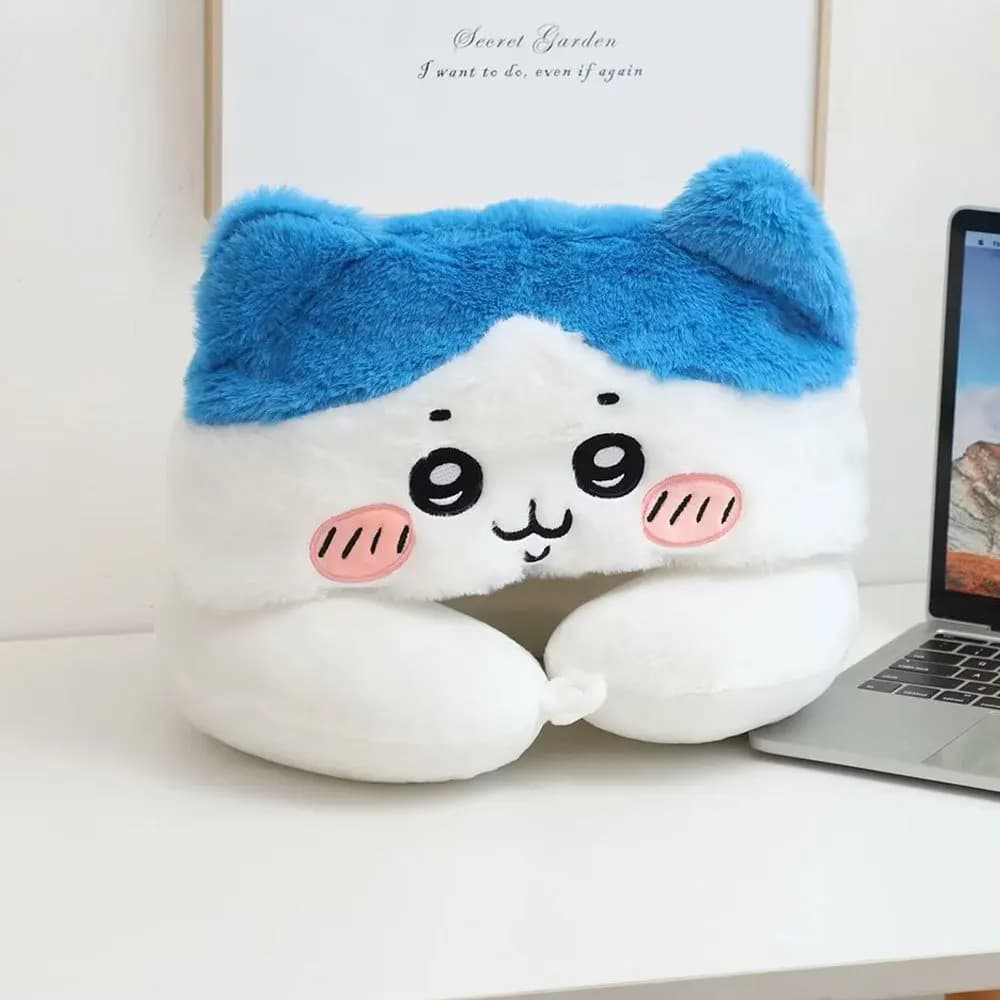 Hachiware New Cute Cartoon Hooded Shade Pillow Car Travel Sleep Neck Neck Pillow U-Shaped Pillow Student Anime Figure