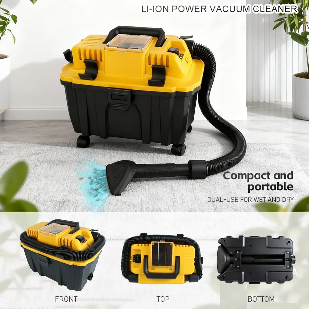 Portable Cordless Vacuum Cleaner Brushless Lithium-Ion Wet/Dry High-Suction Vacuum Cleaner Compatible with DeWalt Battery