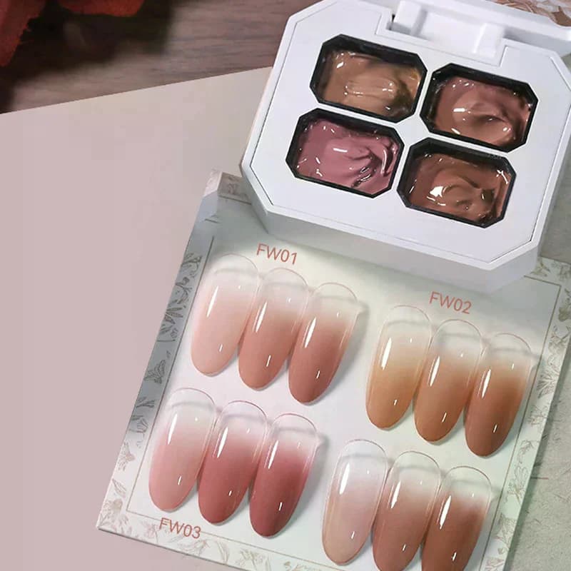 4 Colors Nude Painting Gel Design Palette Gel Nail Polish French Gel UV Salon Nail Manicure Holographic Tool for Nail Art