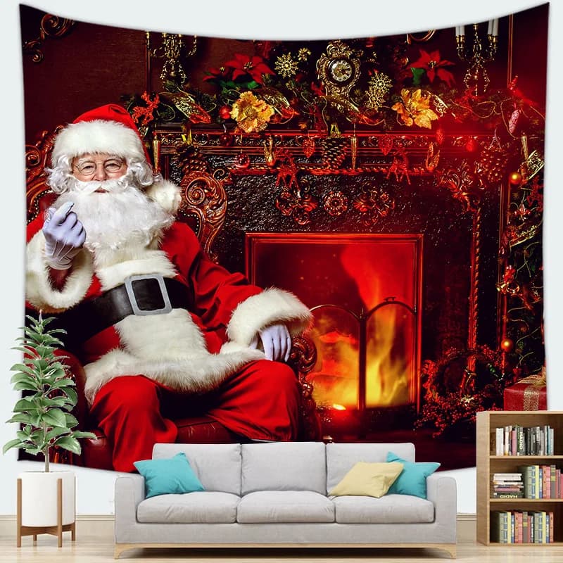 Santa Claus Series digital-printed polyester tapestries living rooms bedrooms macrame wall hanging room decor aesthetic