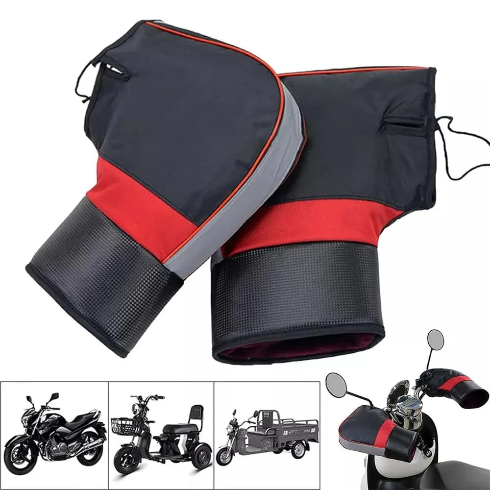Thickened Motorcycle Windproof Gloves With Reflective Strips Cold Protection Scooter Warm Handle Muffs Waterproof