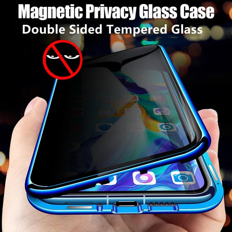Custodia magnetica con protezione privacy anti-peeping per iPhone 17 16e 16 15 11 14 12 13 Pro XS Max XR SE2 X 8 Doppia copertura in metallo di vetro