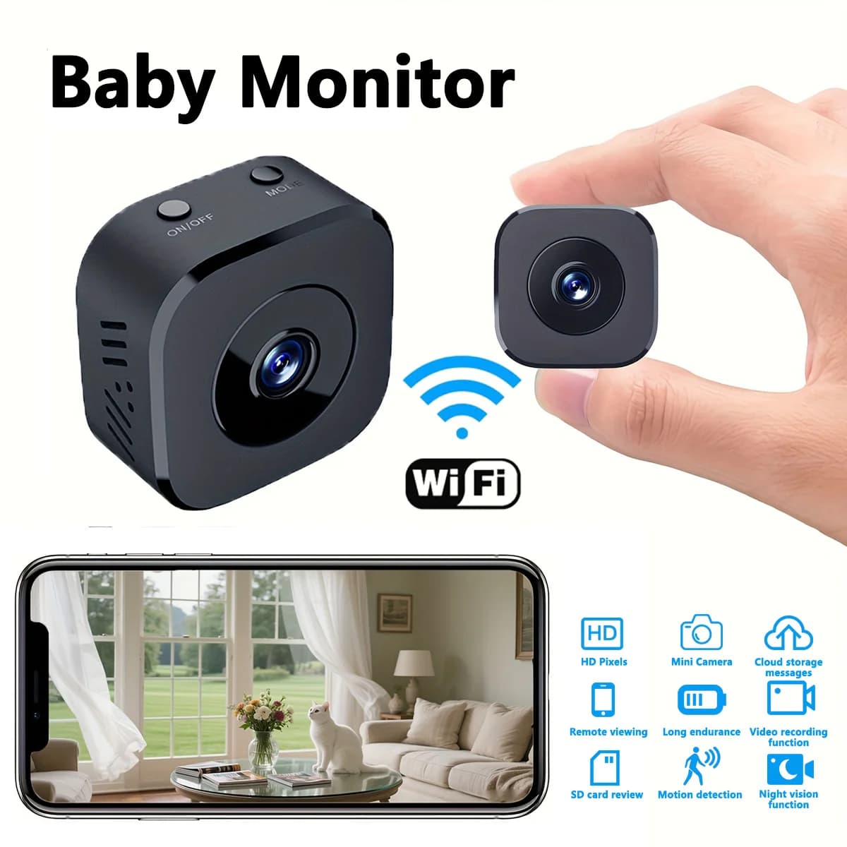 1080P HD Mini WiFi Camera Indoor Safety Security Surveillance Baby Monitor Night Vision Camcorder IP Cam Audio Video Recorder