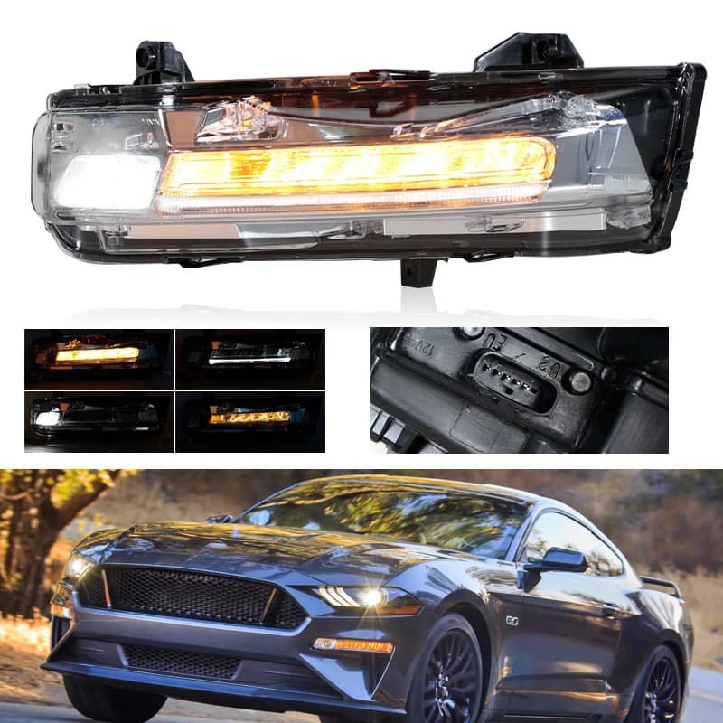For Ford Mustang 2018 2019 2020 European Version Car Front Fog lights DRL Fog Lamp Turn Signal Light Headlights Car Accessories