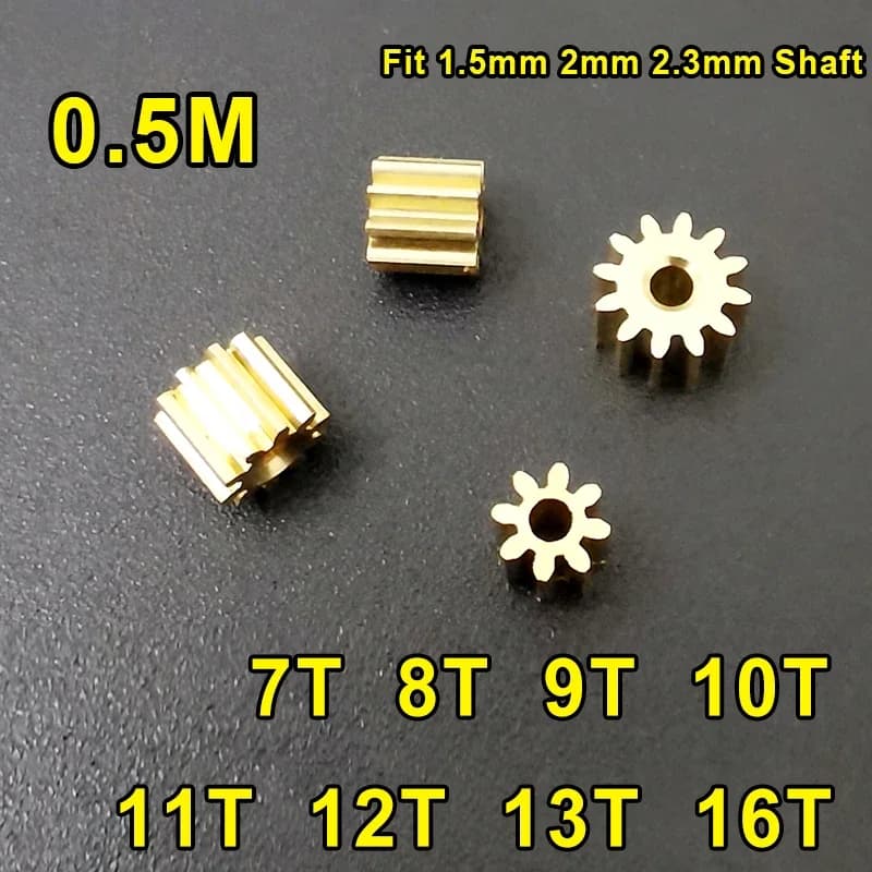 Module 0.5M 7T 8T 9T 10T 11T 12T 13T 16T Metal brass gear teeth for spindle transmission gear suitable for shaft 1mm 1.5mm 2mm 2.3mm