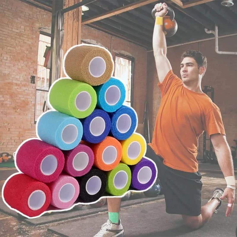 1 rotolo da 4,5 m colorato sportivo autoadesivo fasciatura elastica nastro avvolgente elastoplast per cuscinetti di supporto per ginocchio dito caviglia palmo spalla
