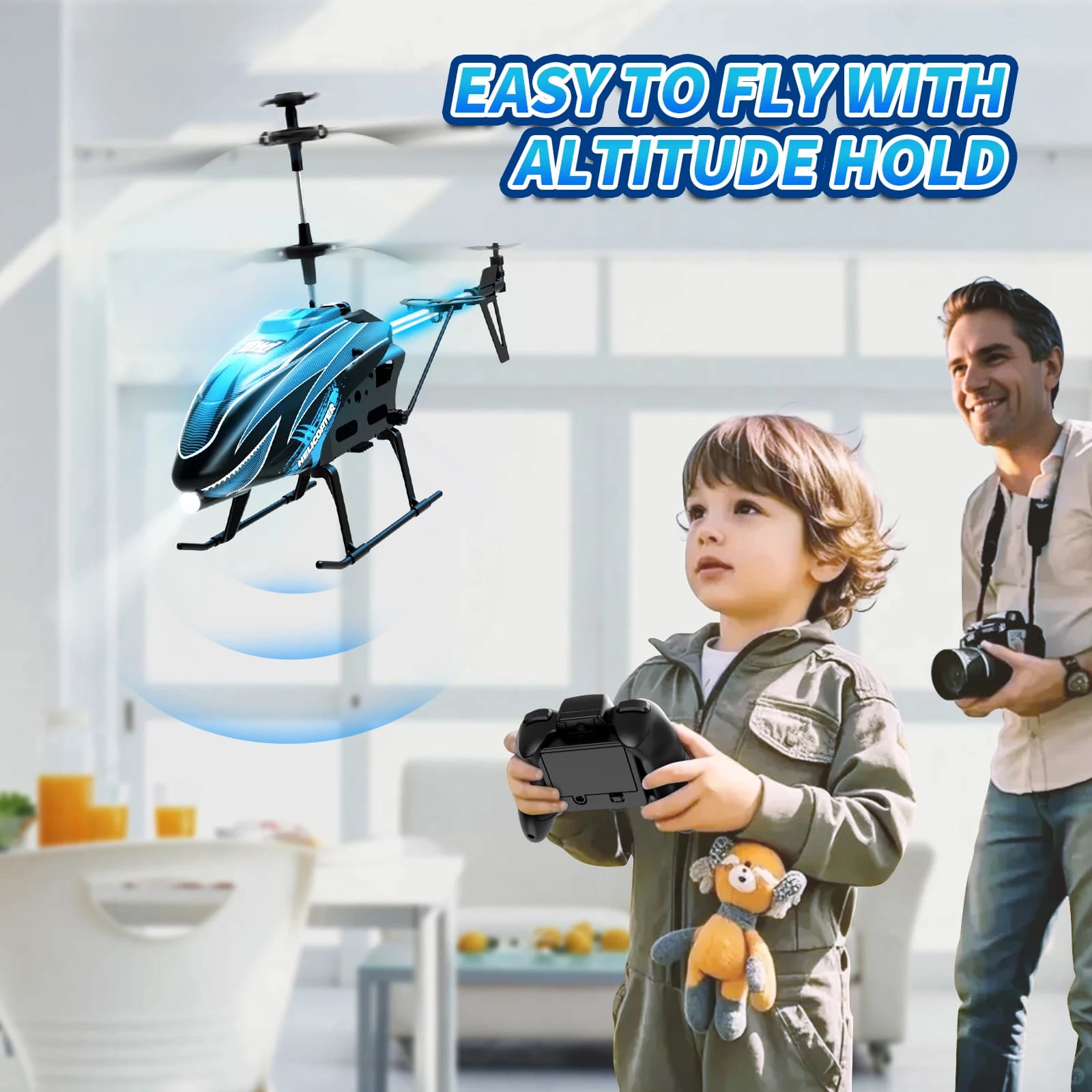 Elicottero RC DWI H10 a altezza fissa a 3.5 canali con sistema di evitamento ostacoli, telaio in lega e illuminazione a LED, regalo giocattolo per ragazzi e ragazze