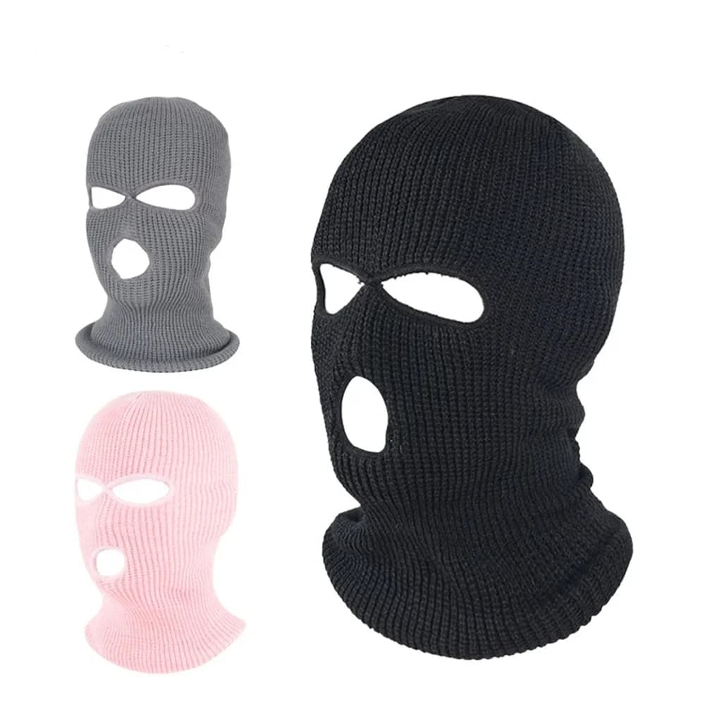 Maschera da equitazione invernale Copertura integrale a 3 fori Maschera da sci Cappello Passamontagna esterno Collo lavorato a maglia Berretti caldi Snowboard Uomo Donna Maschera per il viso