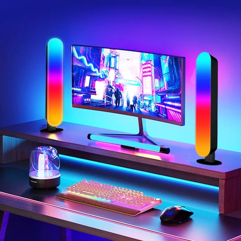 Luci ambientali RGB a luce notturna a LED da 2 pezzi con telecomando per giochi TV Room Decorazione camera da letto Bar Musica Ritmo Sinfonia Lampada