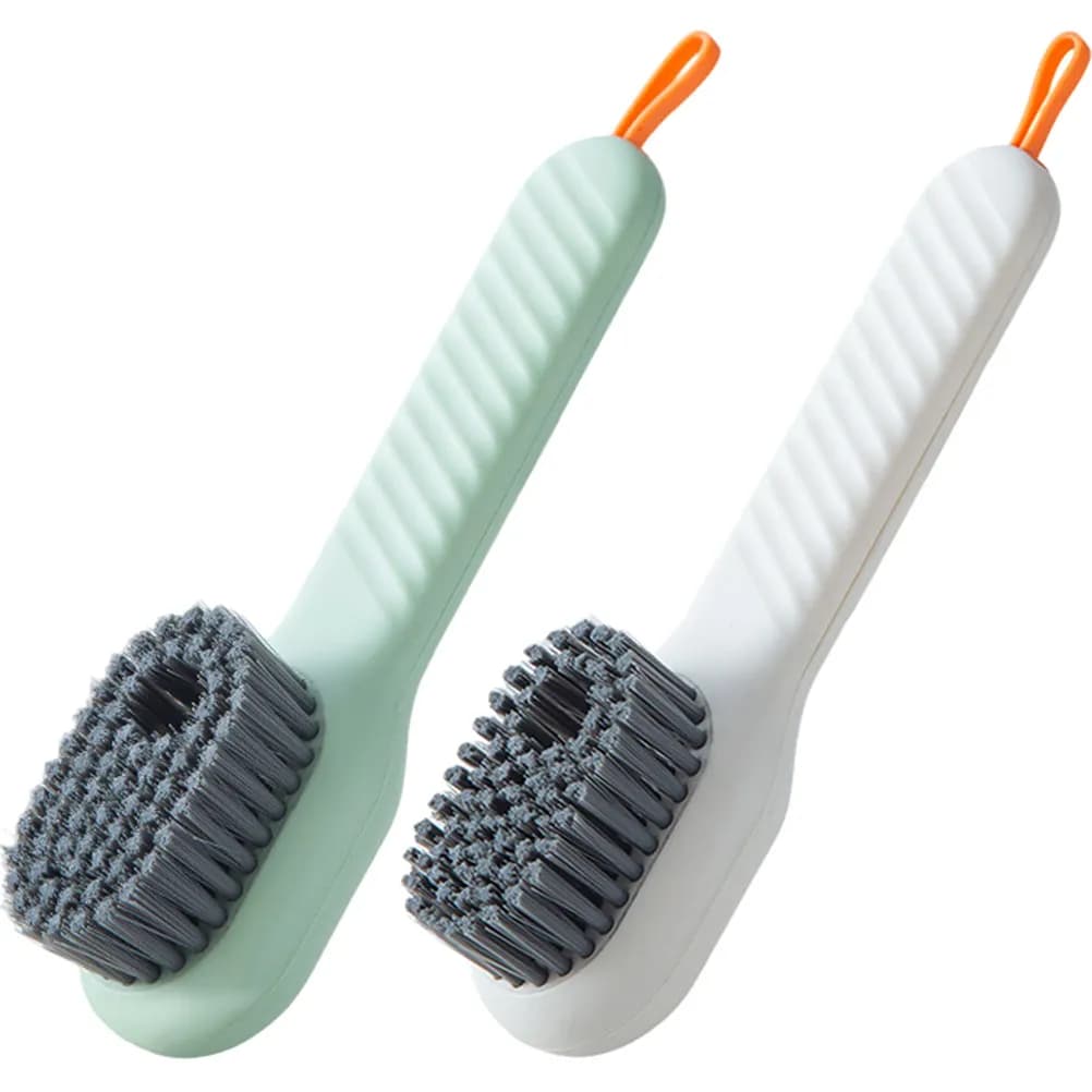 2Pcs Automatic Liquid Dispensing Shoe Brush Flexible Bristles Hanging Strap Portable Sneaker Scrub Cleaning Tool Laundry