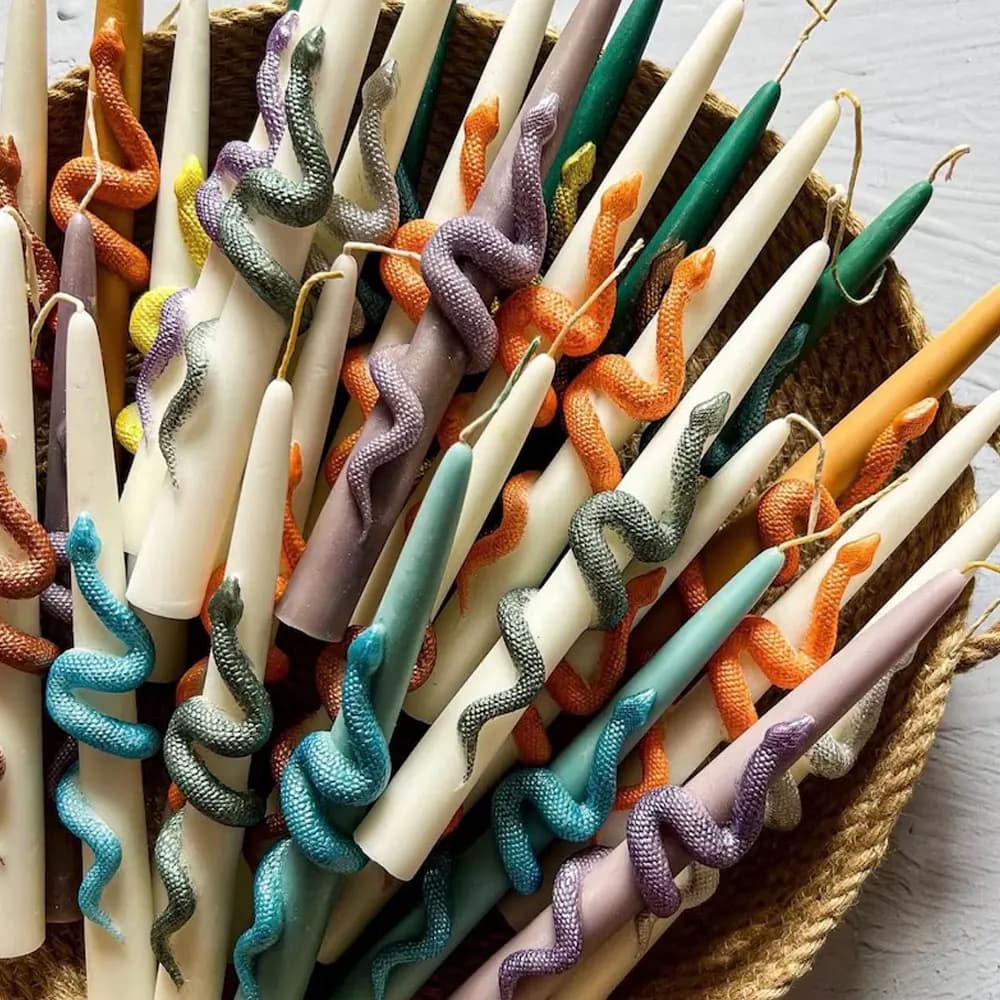 Stampo in silicone per candela a colonna di serpente, colonna conica, portacandele, portacandele, bomboniera, decorazione, sollievo, animale, gesso, artigianato, regali per gli amanti