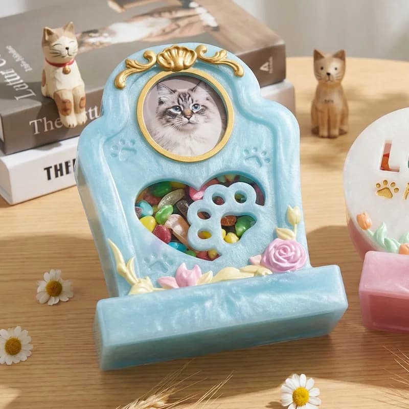 Nuovo stampo in silicone per urne per animali domestici (gatti e cani) in gesso, fai da te, a forma di cuore, cornice portafoto per animali domestici, stampi in silicone epossidico per la creazione di resina