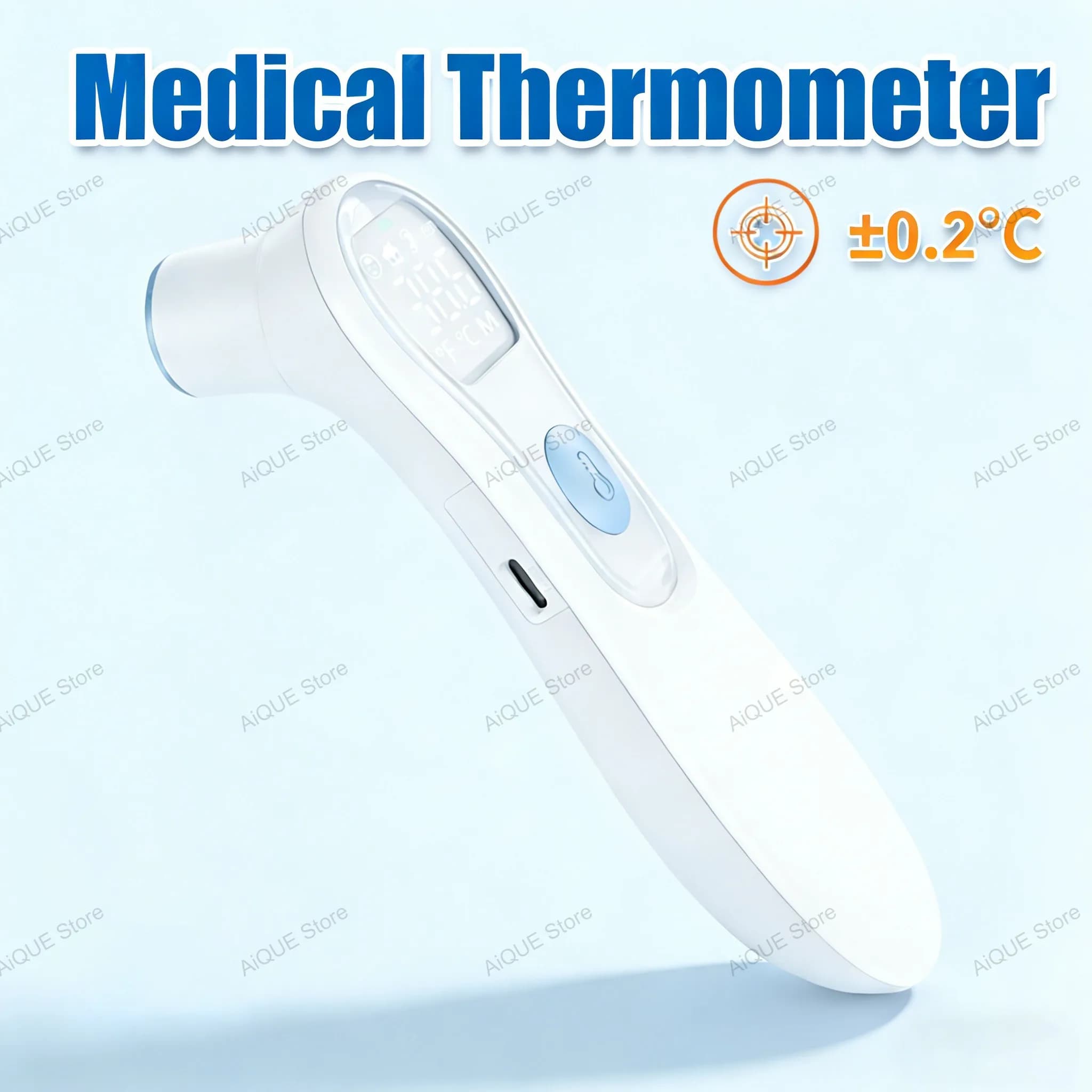 AiQUE 2026 Infrared Thermometer Rechargeable 3-in-1 for Earrings, Front and Temperature Environment, Without Contact, with LED Retroilluminate, for Body Fever
